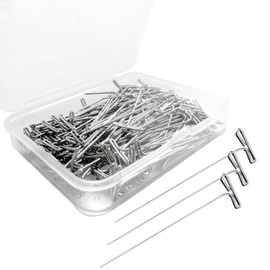T Pins, 100Pack 1.5 inch Wig Pins, Stainless Steel T-pins for Blocking Knitting, Wig Pins for Foam Head, Blocking Crochet, Straight Pins for Sewing, Craft, Quilting, Office, Decoration by Sunenlyst