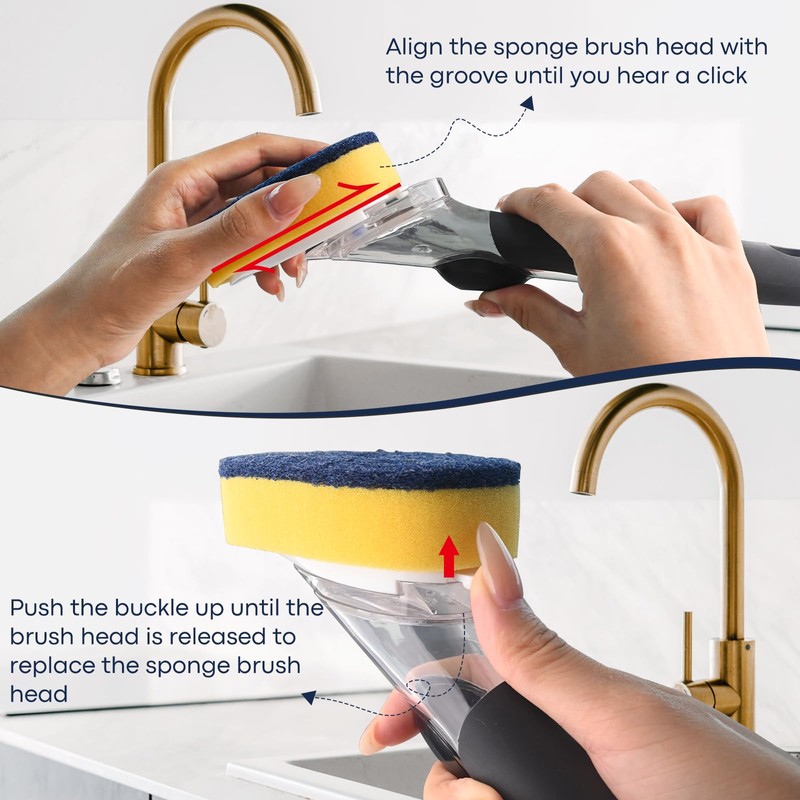 Sponge Brush Refills for OXO Dish Brush, 4 Pack Soap
