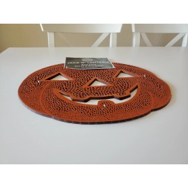 Benson Mills Jack-O-Lantern Placemats 15" Orange Vinyl Cut Out Set of 4  NEW