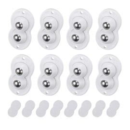 uxcell 8 Pcs Self Adhesive Caster Wheels, 360 Degree Rotation Mini Caster Swivel Rollers Universal Sticky Swivel Wheels for Furniture Storage Bins Trash Can (White, 2 Steel Rolling Ball)
