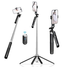 Selfie Stick, Wireless Mini Tripod Stand, For Both Tripods/Monopods, 360° Rotation, Remote Control, Lightweight, 5 Levels of Stretch, 26.6 inches (67.5 cm), Foldable, Convenient to Carry, Live
