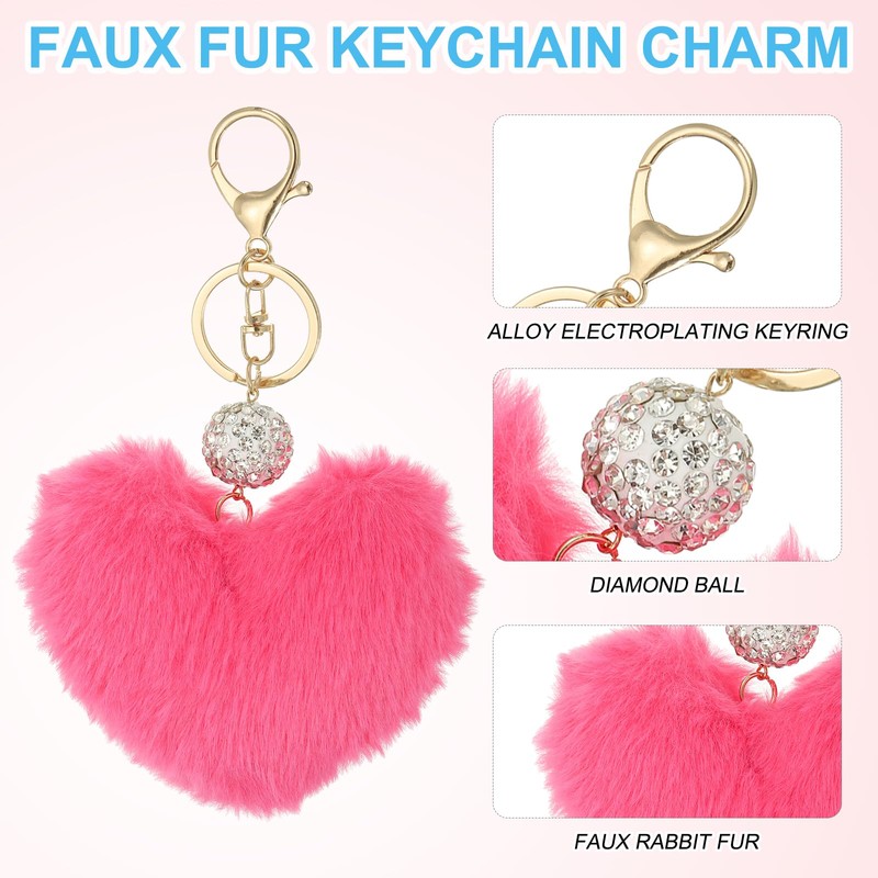 PATIKIL Faux Fur Pom Pom Keychain, Artificial Cute Puff Ball