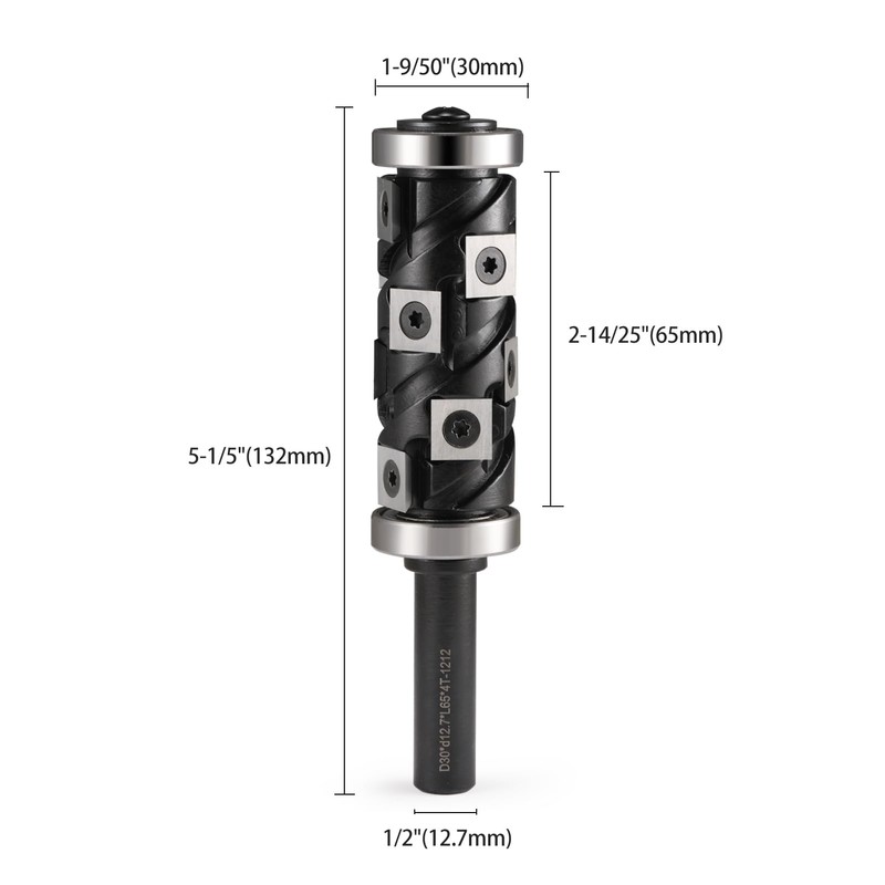 HOZLY Carbide Insert Flush Trim Router Bit 1/2" Shank, Heavy