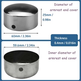 2 Pairs Handrail End Caps End Caps,Stainless Steel Round Handrail End Cap, Ultra-Thin 0.4mm, For 59 mm Handrail Round Handrail End Cap,With 4pcs Stainless Steel Screws (59mm)