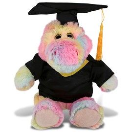 DolliBu Rainbow Sitting Alligator Graduation Plush Toy - Super Soft Plush Graduation Stuffed Animal Dress Up Gown, Cap with Tassel Outfit - Congratulatory Graduation Gift with Personalization - 8 Inch