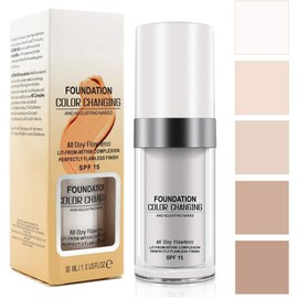 Base de Maquillaje Mágica Base Líquida, Base Tono de Piel Cálida Que Cambia de Color Impecable, Resistente al Agua Mezclas Naturales Base de Maquillaje Facial Makeup Colour Correcting Cream, SPF15