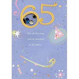 Designer Greetings The Lives You've Touched Window Sequins Age 65 / 65th Birthday Card