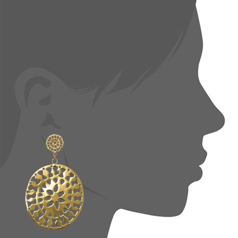 Double Carved Coin Dangle Earrings
