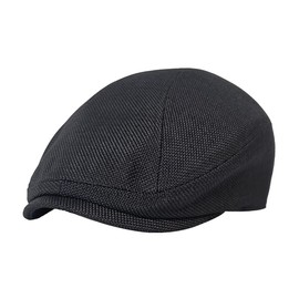HIQIU Classic Cotton Linen Peaked Caps Men's Summer Sun Hat Breathable Vintage Women's Flat Cap Newsboy Hat, black