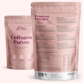 NovaNature® Bioactive Collagen Powder [450g] - Very Good Solubility, High Purity, Tasteless, Hypoallergenic, Pasture Keeping - Collagen Hydrolysate Peptides Type 1, 2 and 3