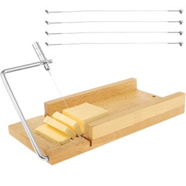 Eummy Cheese Cutter with Wire Cheese Slicers for Block Cheese Wooden Cheese Cutter Board with 5 Stainless Steel Cutting Wire 26×12×3.3cm Washable Cheese Board with Grid Scale Lines for Home Kitchen