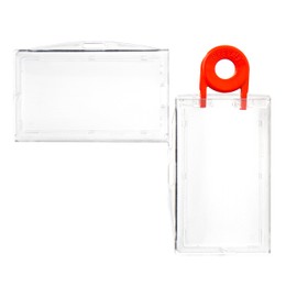 10 x Karteo Hard Plastic Pocket Wallet Identity ID Card Pass Badge Polycarbonate Transparent for a card Lockable with Key to Pro Set 1 Vertical/Horizontal Card Case ID card holder