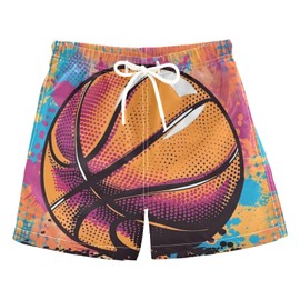 Swim Trunks Basketball Pop Art Design Quick Dry Beach Board Shorts Kids Swim Trunk Toddler Swimsuit Bathing Suit Swimwear