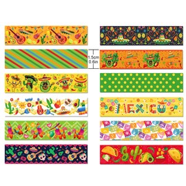 CC HOME 12 Rolls Washi Tape Mexican Carnival Decorative Tape Colourful Theme, 15 mm Masking Tape Decorative Aesthetic Tape Decoration for DIY, Crafts, Diary, Albums, Scrapbooking