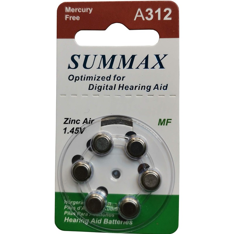 Summax New Hearing Aid Batteries Size A312 312A Za312 312