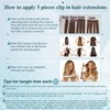 Elailite Real Hair Clip-In Hair Extensions, 5 Wefts, 40 cm,