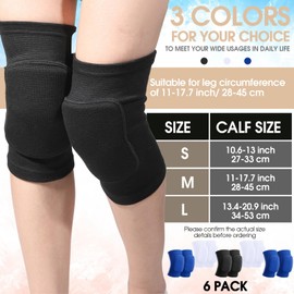 6 Pares Rodilleras para Mujeres Hombres Suave Respirable Vóleibol Rodilleras Tácticas Protector de Rodilla de Entrenamiento para Baloncesto Fútbol Hockey Bailar Correr (Negro, Talla S)