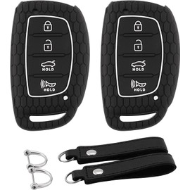 2X Funda de Silicona para Llave para Hyundai con Llavero para Hyundai Elantra Elantra GT Sonata Tucson Ioniq llave inteligente de 4 botones(Hyd-4-BB)