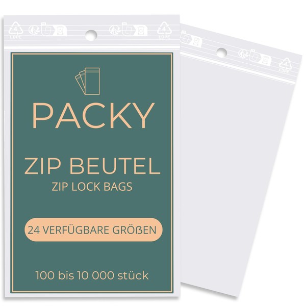 Zip Bags - Plastic Bags Lockable - 24 Available Sizes