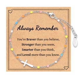 IKIATY Gifts for Teen Girls, Cross Bracelet Christian Religious Gifts for Teenage Girls, Birthday Graduation Valentines Day Christmas Stocking Easter Basket Stuffers for Goddaughter Women
