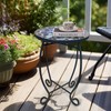 LIFFY Outdoor Side Table,12" Round Ceramic Tile Tabletop Accent Table