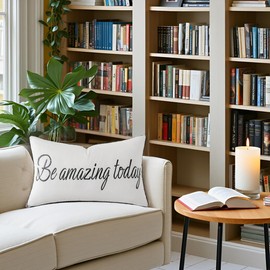 Sunkifover Inspirational Gifts for Women Men Students Friends - Appreciation Gifts for Coworker - Motivational Quote with Be Amazing Today “ Lumbar Pillow Cover 12x20 Inch