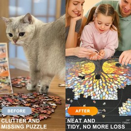 Napzy Puzzle Mat-Jigsaw Puzzles Matt Roll Up to 3000pcs Roll-up Puzzled Board Puzzling Organizers and Storage with 8PCS Jigsaws Sorting Trays, Drawstring Storages Bag Jigsawn Keeper Saver