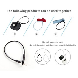100pcs Security Tags Lanyard Wire Loop to Pin Black Tags for Mini Tag EAS Loss Prevention Antishoplifting Systems Length 6.7” Anti-Theft Rope Black