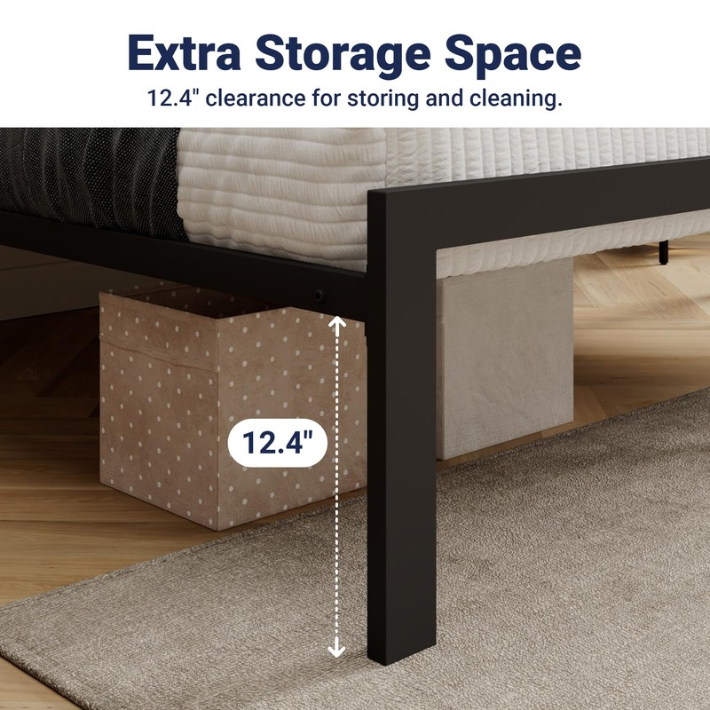 Allewie King Bed Frame with Upholstered Headboard, Chic Diamond Stitched