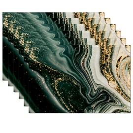 Gold Emerald Marble Placemats Set of 6,Table Mats Non-Slip Heat Resistant Washable Placemat for Party Kitchen Dining Table Decoration Indoor Outdoor