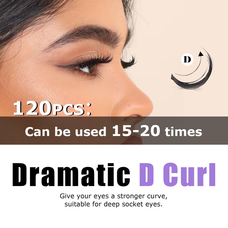 GAQQI Lash Clusters, Eyelash Clusters DIY Lash Extensions D Curl