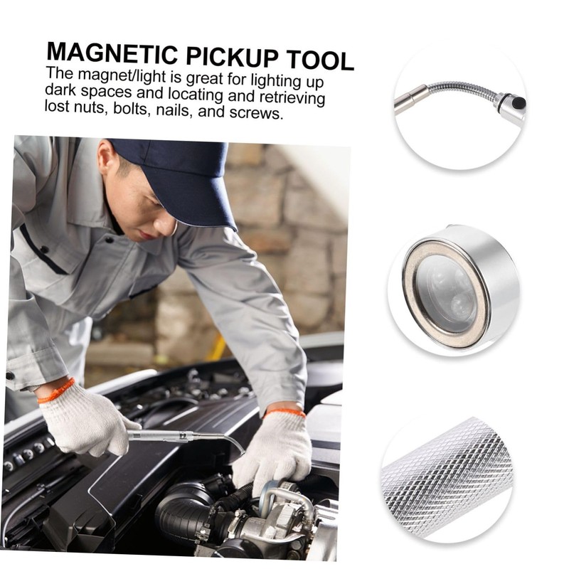 Operitacx Magnetic Pickup Tool with LED Light Telescopic Flashlight for