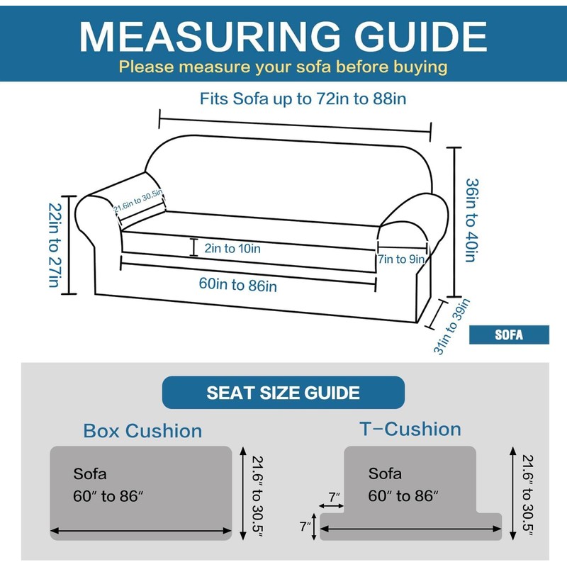 H.VERSAILTEX Sofa Cover 2 Piece Stretch Couch Covers for 3