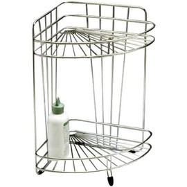 Ohki Large Wood Workshop Stainless Steel Triangular Corner 2-Tier 6257r Silver 8.7 x 8.7 x 13.6 inches (22 x 22 x 34.5 cm)
