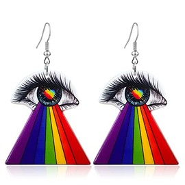 RofYof Rainbow Earrings Disco Ball Earrings Acrylic Pride Earrings Evil eyes Rainbow Dangle Earrings for Women (Demon eye)