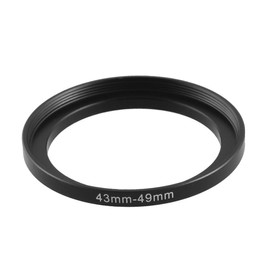 sourcing map Metal Step Up Filter Ring Adapter Camera 43mm to 49mm, Male 43mm to Female 49mm Aluminum Step-Up Camera Lens Filter Adapter Stepping Rings, Black