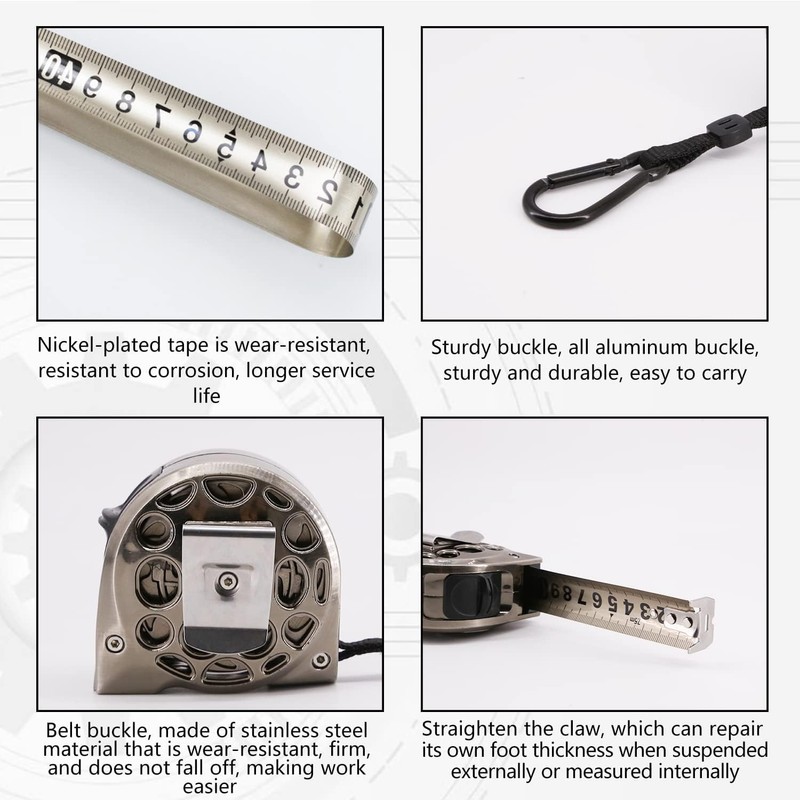 7.5M/25FT Measuring Tape Metric and Imperial, Stainless Steel Hollow Tape