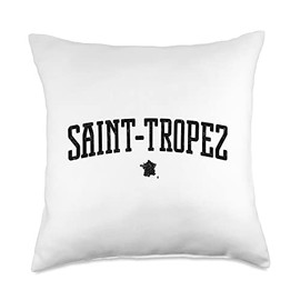 St Tropez Apparel Saint-Tropez France Vintage City Throw Pillow, 18x18, Multicolor