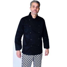 IBEX Professional Black Full Sleeves Chef Jacket, Cooks, Restaurant Staff, Food Service, Caterers, Bakers Chef Coat, S