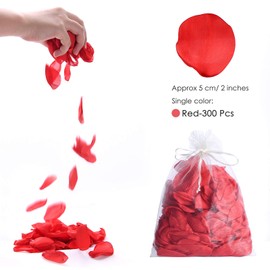 NEATICOO 300pcs Artificial Red Rose Petals for Romantic Night Flower Girl Petals for Wedding Aisle Table Centerpieces Confetti Party Favors Table Decoration(Red)