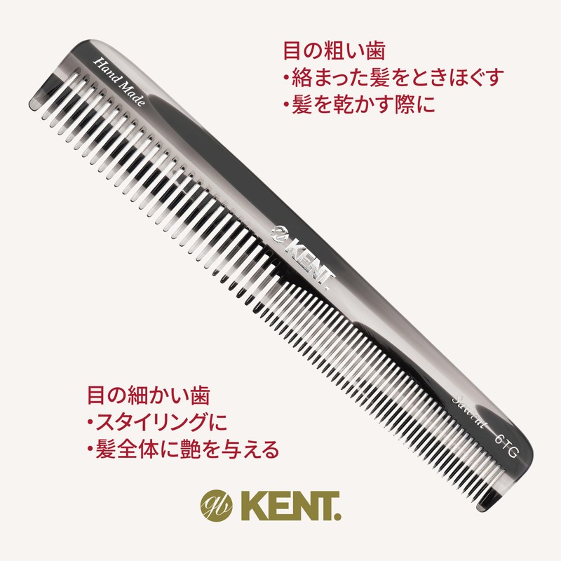 G.B.KENT Handmade Dresser Hair Comb Gray Natural Origin British Royal