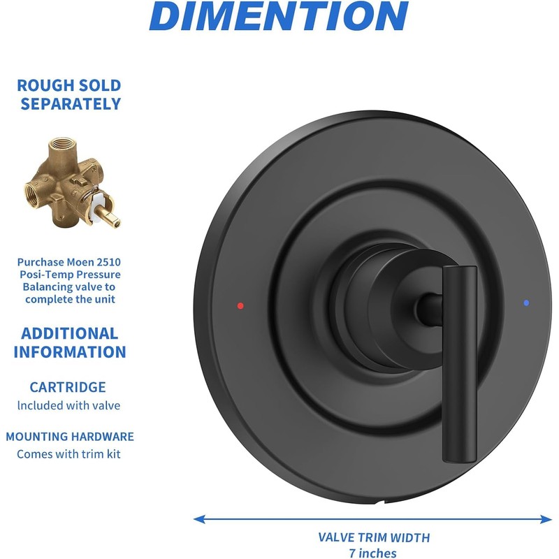 Replacement for Moen T2901BL Gibson Posi-Temp Valve Trim Kit, Matte