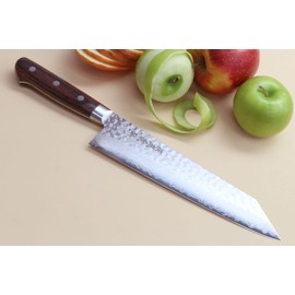 Yoshihiro VG-10 Hammered Damascus Kiritsuke Sword Tip Multipurpose Japanese Chef Knife 8.25 inch - Western Style Mahogany Handle