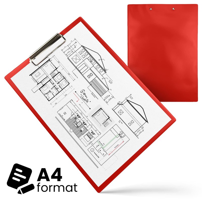 Netuno Clipboard A4 with Clip Red Writing Board Metal Clip
