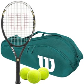 Wilson Hyper Hammer 5.3 Oversized/Extended Tennis Racquet (4 3/8" Grip) Set or Kit Bundled with a Green Advantage 2.5 Racquet Holder Bag and a Can of Tennis Balls
