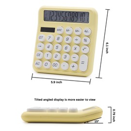 OFFIDIX Office Desktop Calculator, 12 Digit Standard Basic Calculator Cute Candy Color Electronic Calculator (Yellow)