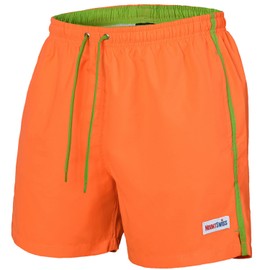 Mount Swiss Men's Swim Trunks Doubs I Part Contrasting Waistband I Trendy Polyester Men's Shorts Swimming Leisure Water Sports Beach I Oeko-Tex Swimming Shorts S - 6XL, orange, l