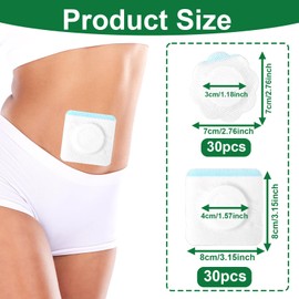 Tinoaly 60pcs Castor Oil Wrap for Belly Button, Self-Adhesive Castor Oil Patches Highly Absorbent Non-Woven Fabric Cotton Pads Compress Wraps No Leakage No Wash (Square, Flower Shape)