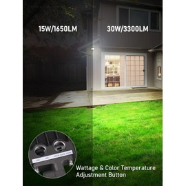 LEONLITE 30W/15W Adjustable LED Flood Light Outdoor with Knuckle Mount, UL Listed, 5000K/4000K/3000K Selectable, 120/277V, Security Flood Lighting for Yard, Garage, IP65 Waterproof, Brown