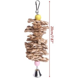 JJLFresheners Conure Toys, Pet Bird Chew Toy Parrot Parakeet Bites Straw Ball Bell Cage Hanging Toy Gnawing Toys New Released Professional